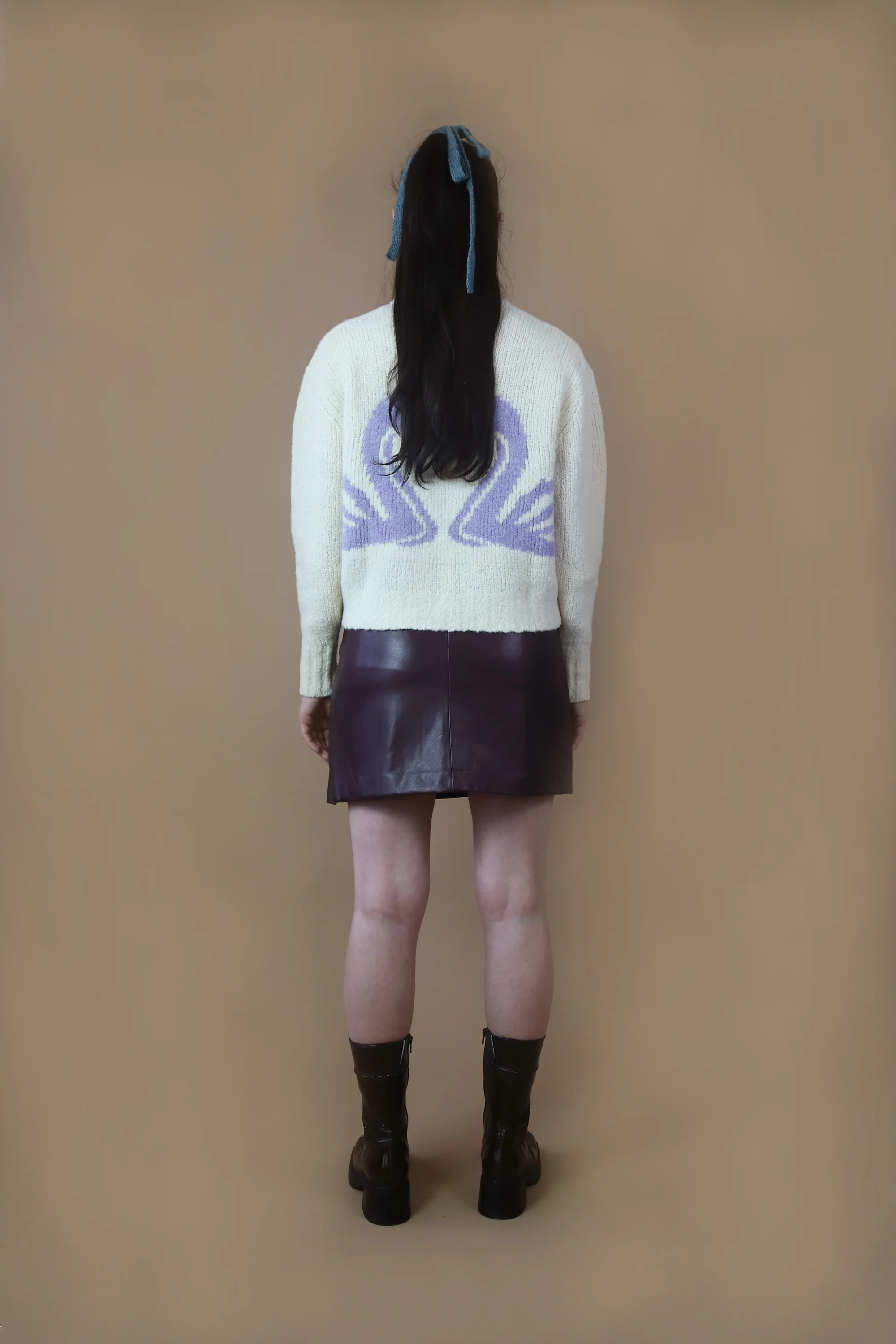 Chunky Standard Sweater | Cream & Purple Swan - Image 4