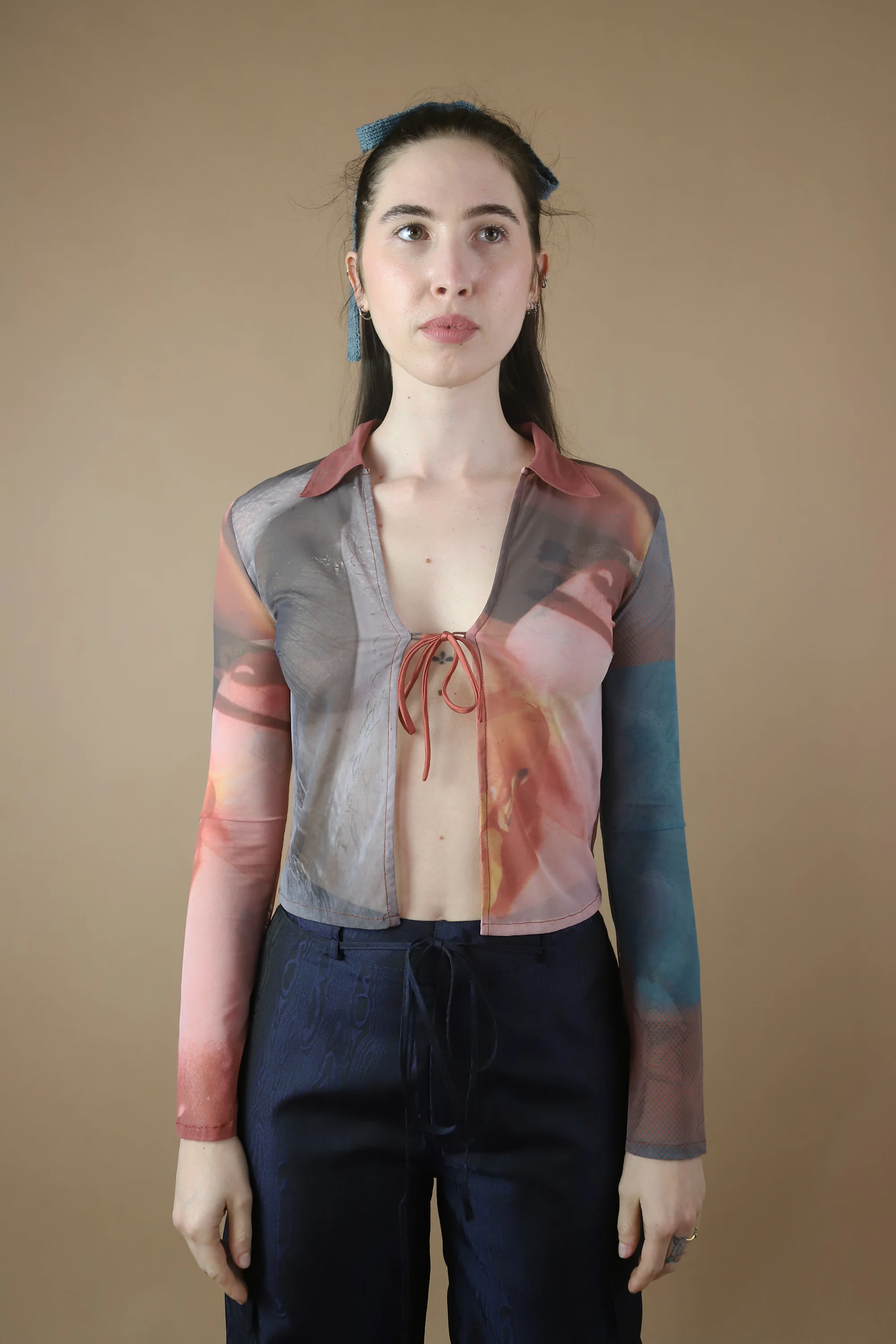 Mesh Tie Shirt | Mix Print - Image 3