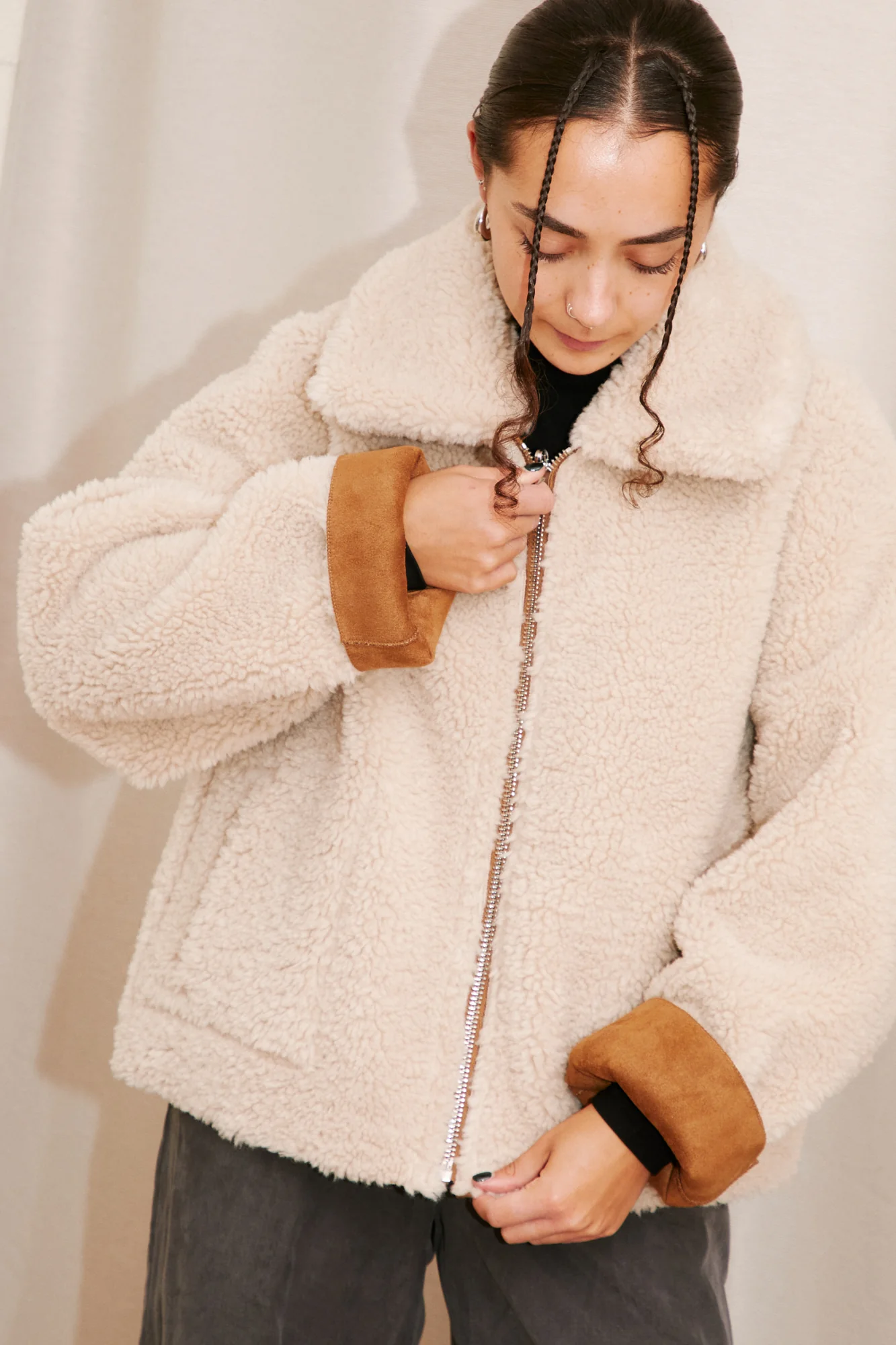 Vera Shearling Aviator | Tan & Cream - Image 3