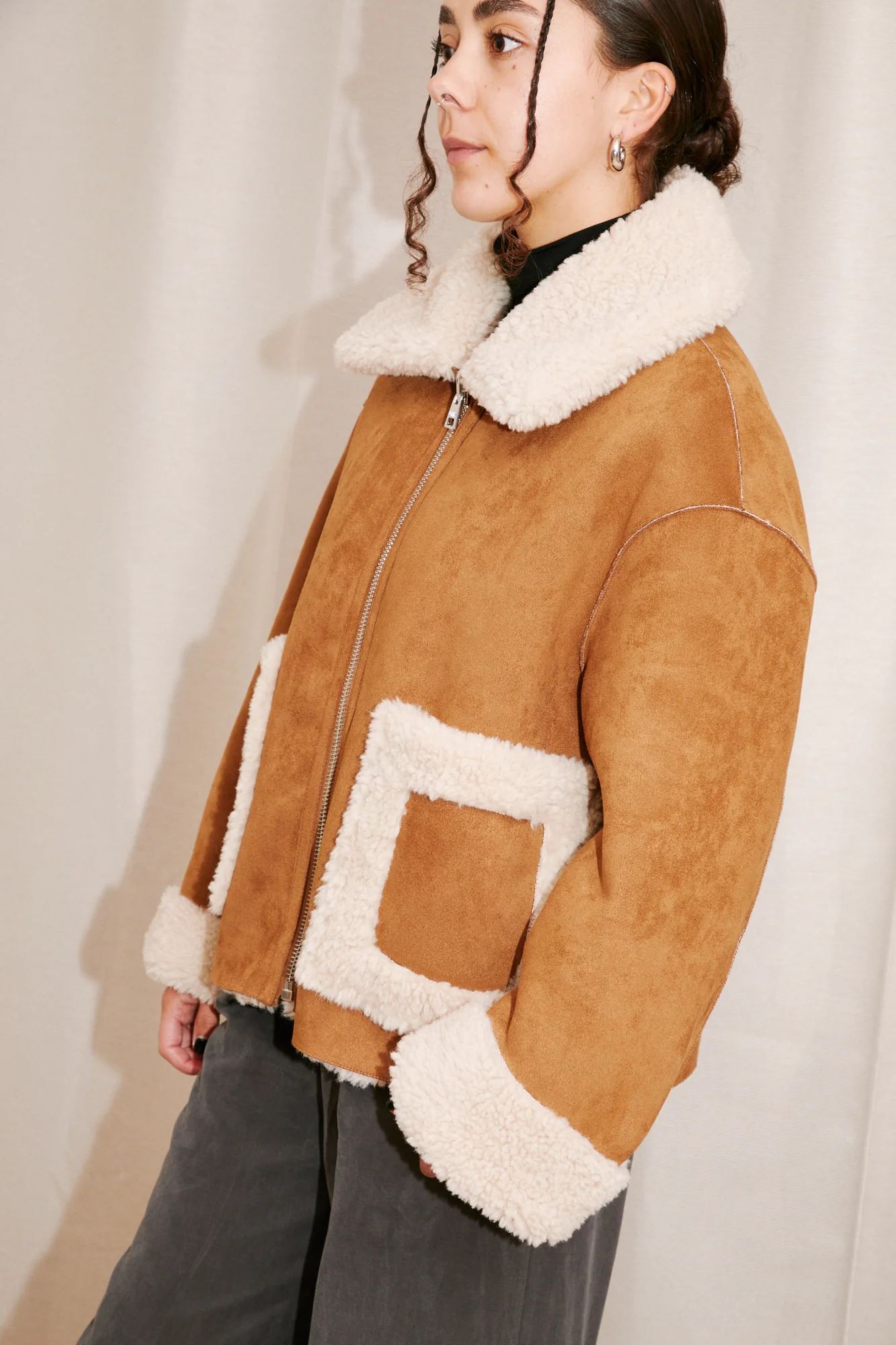Vera Shearling Aviator | Tan & Cream - Image 4
