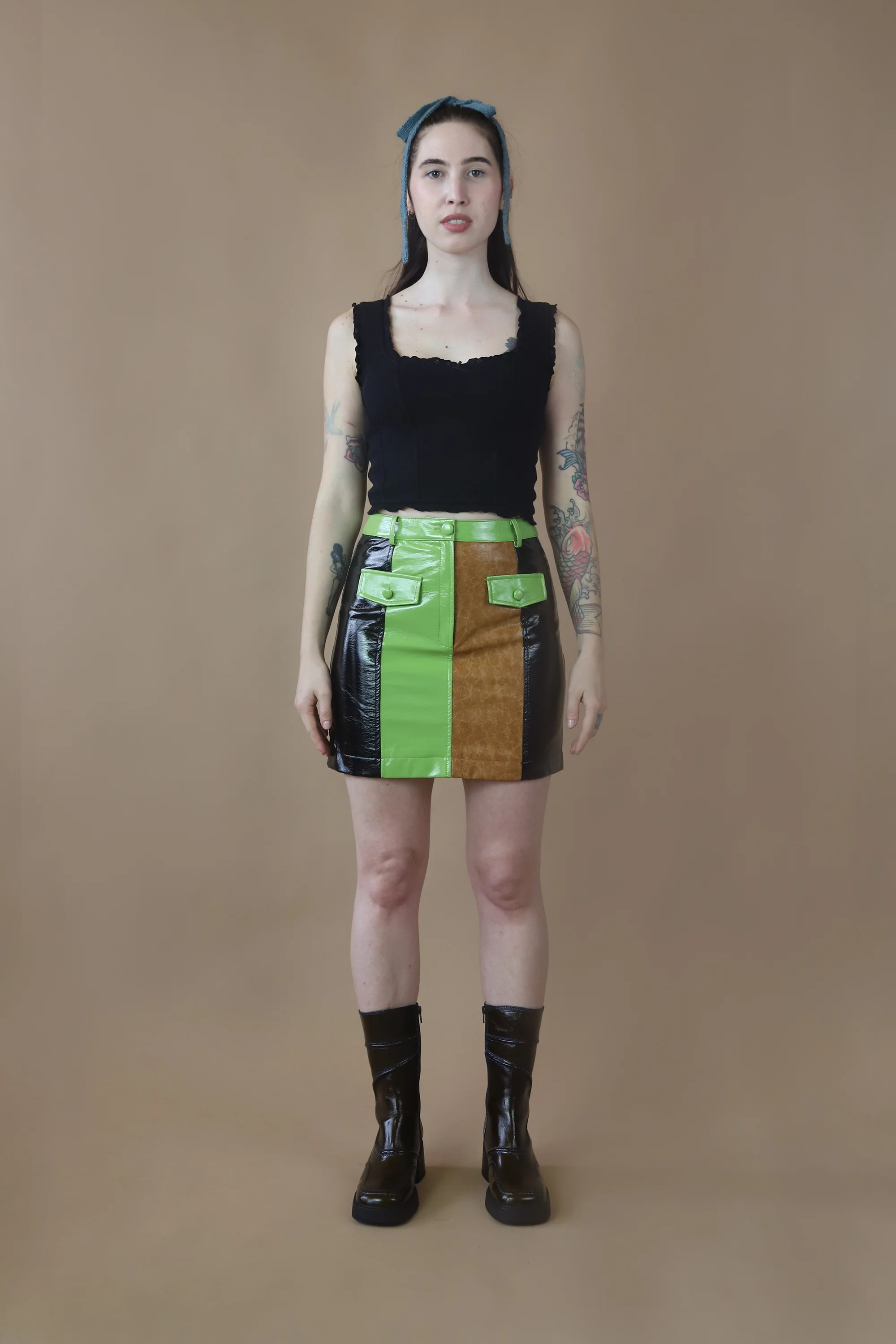 Nancy Faux Leather Mini Skirt | Multicolour - Image 3