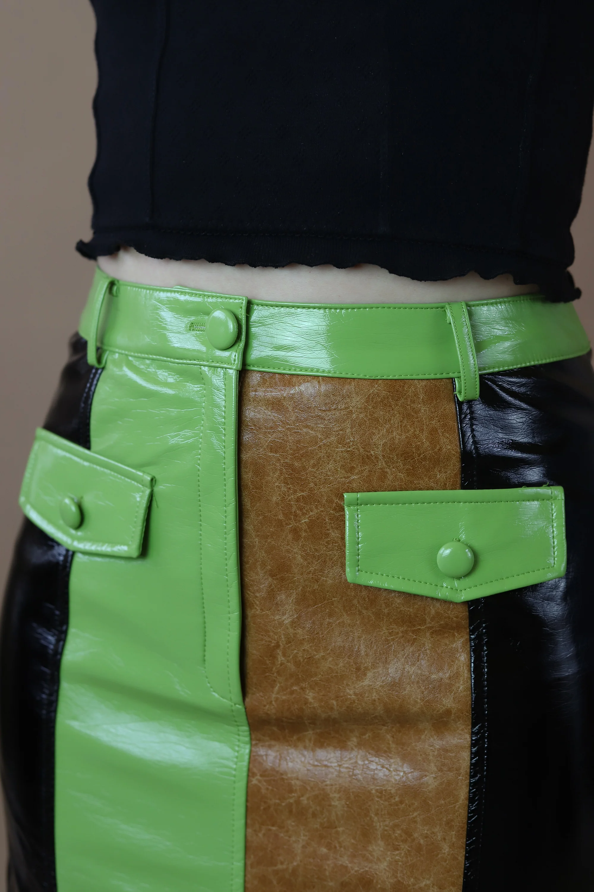 Nancy Faux Leather Mini Skirt | Multicolour - Image 4