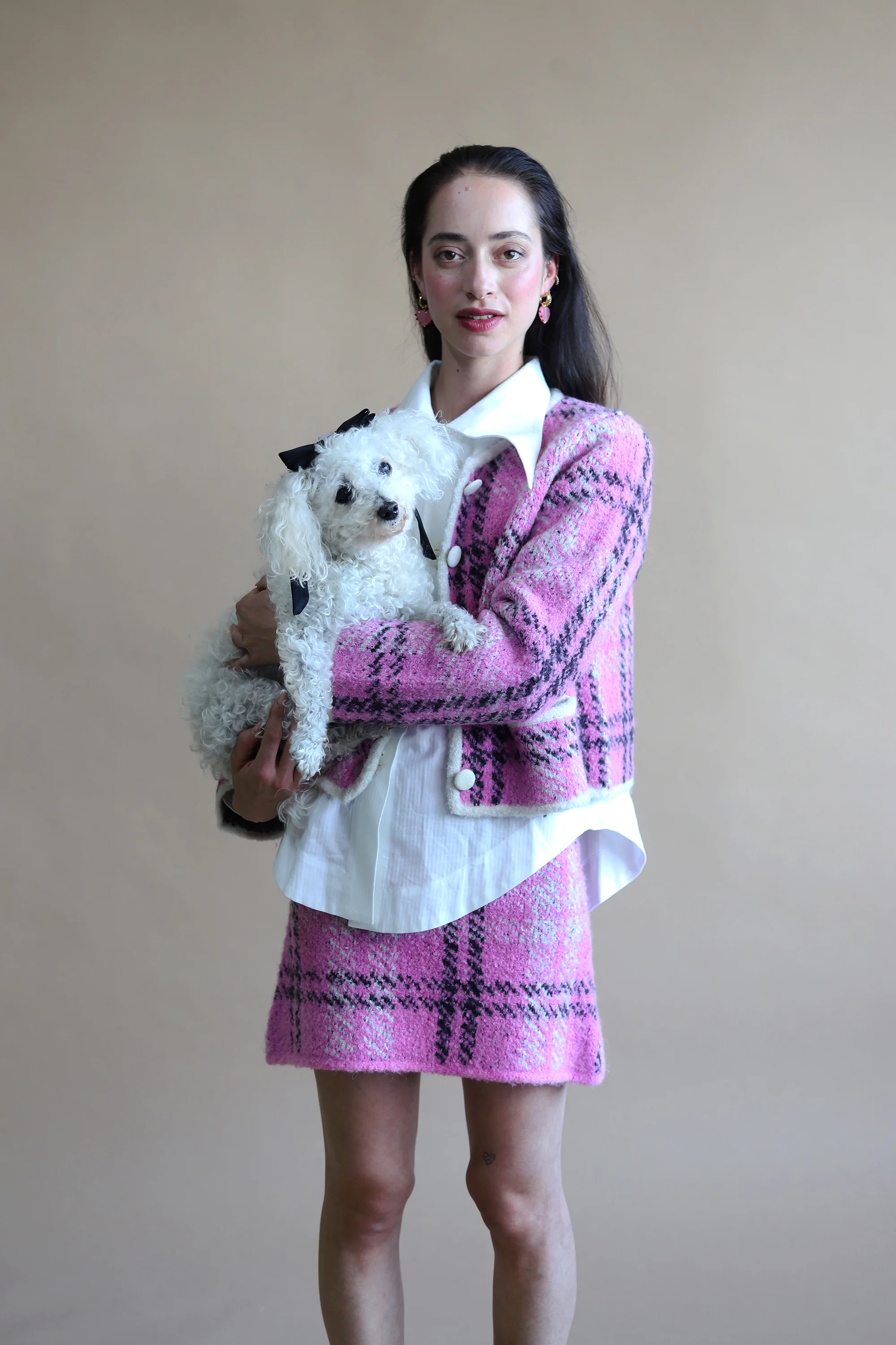 Susan Boucle Knit Mini Skirt | Pink Check - Image 6