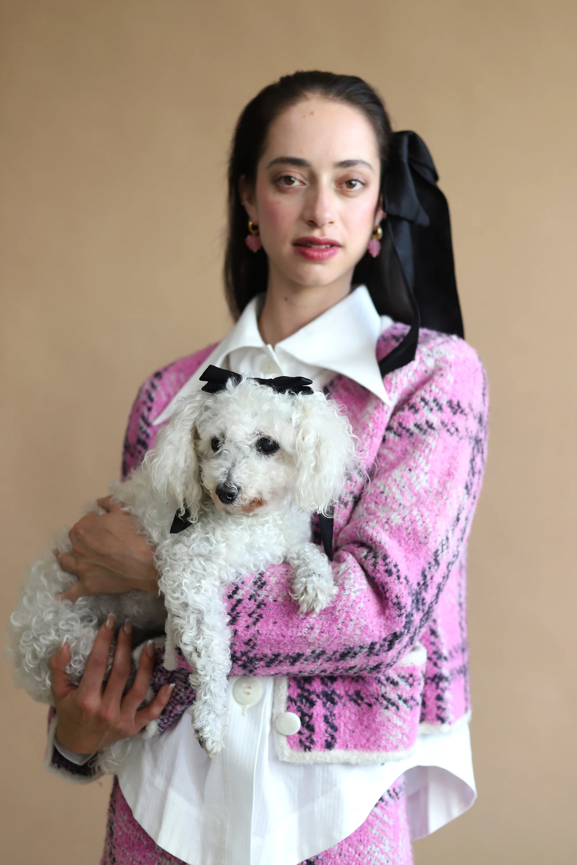 Winnie Boucle Knit Cardigan | Pink Check - Image 4
