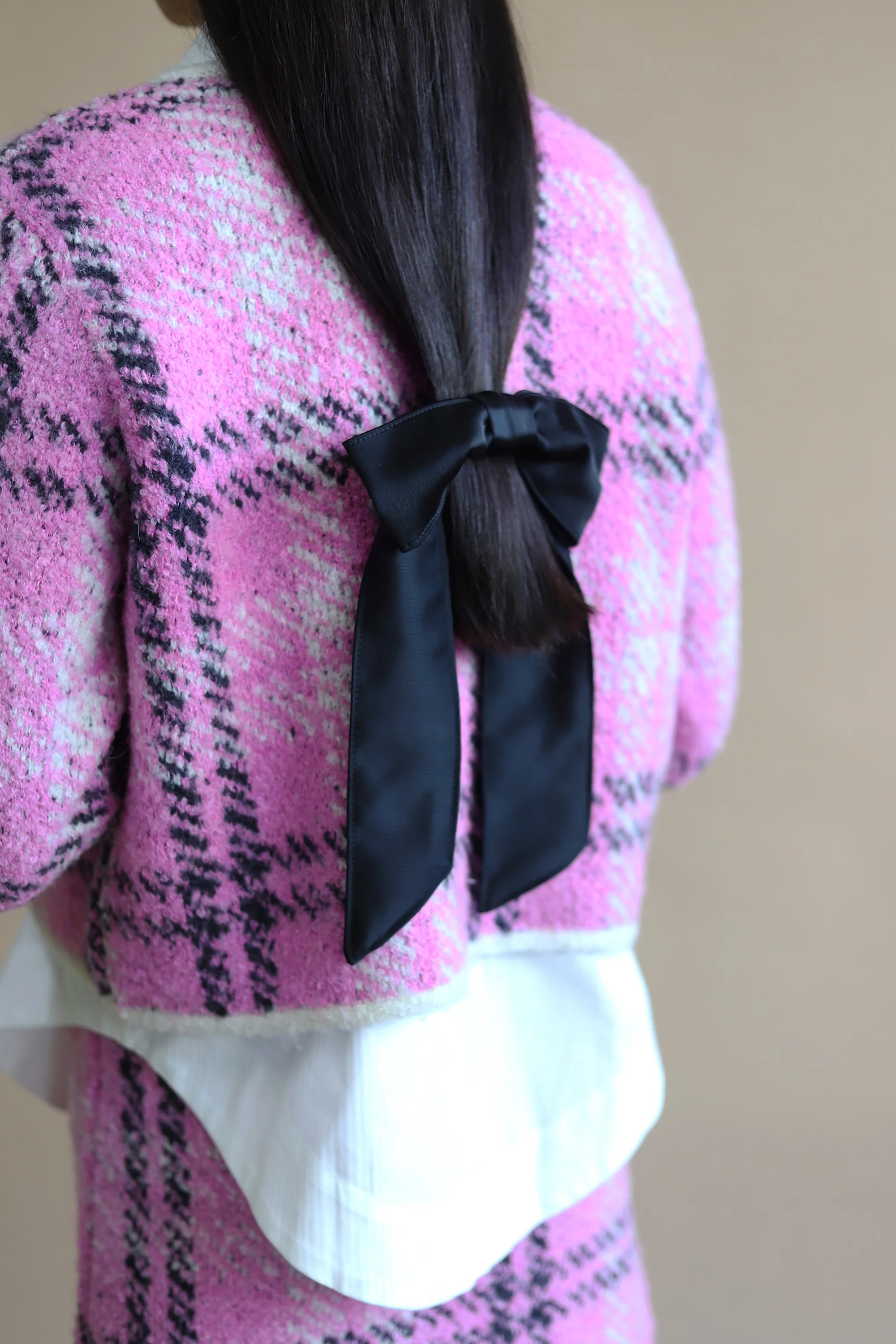 Winnie Boucle Knit Cardigan | Pink Check - Image 5