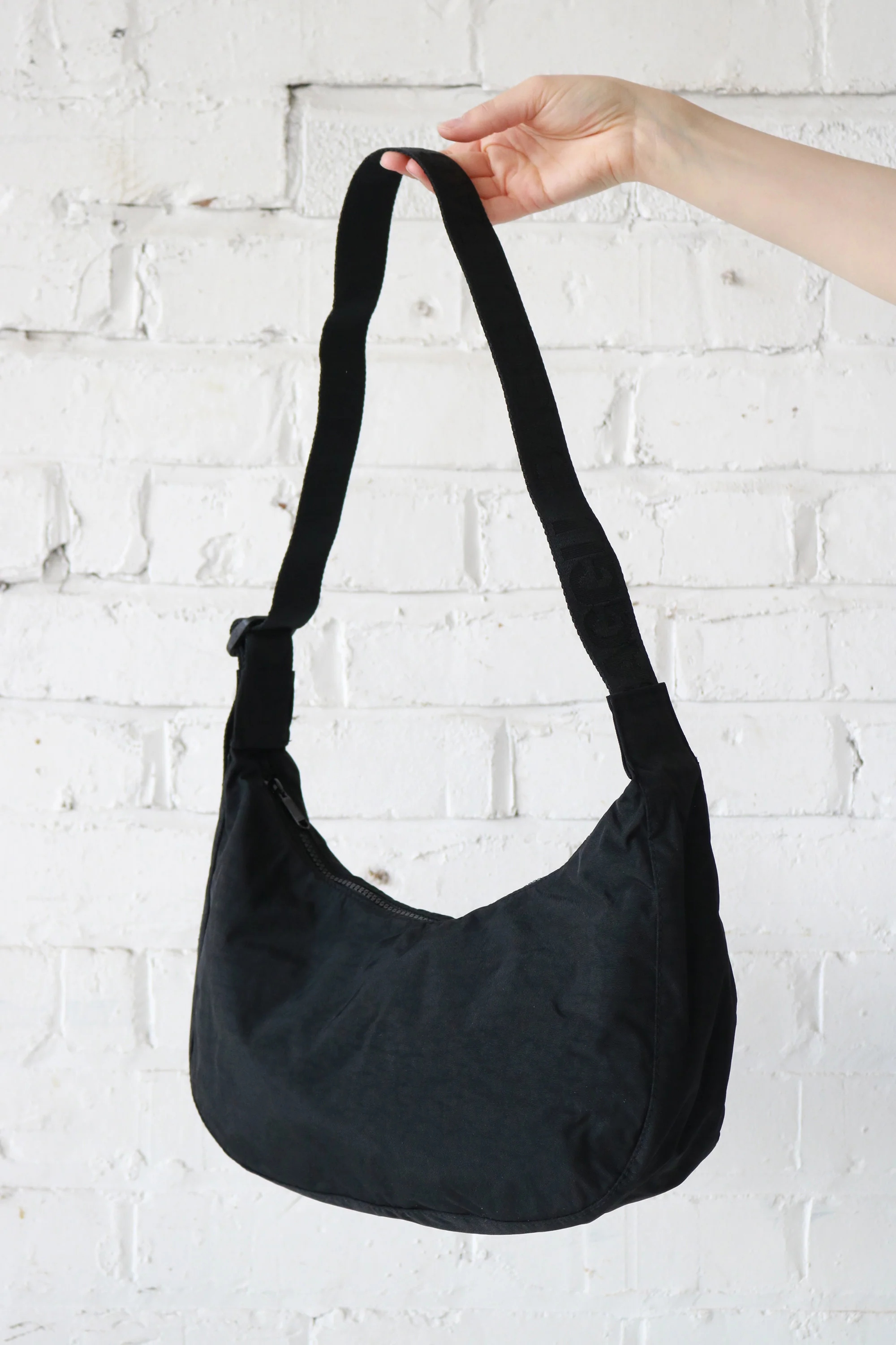 Medium Nylon Crescent Bag in Black - Image 3