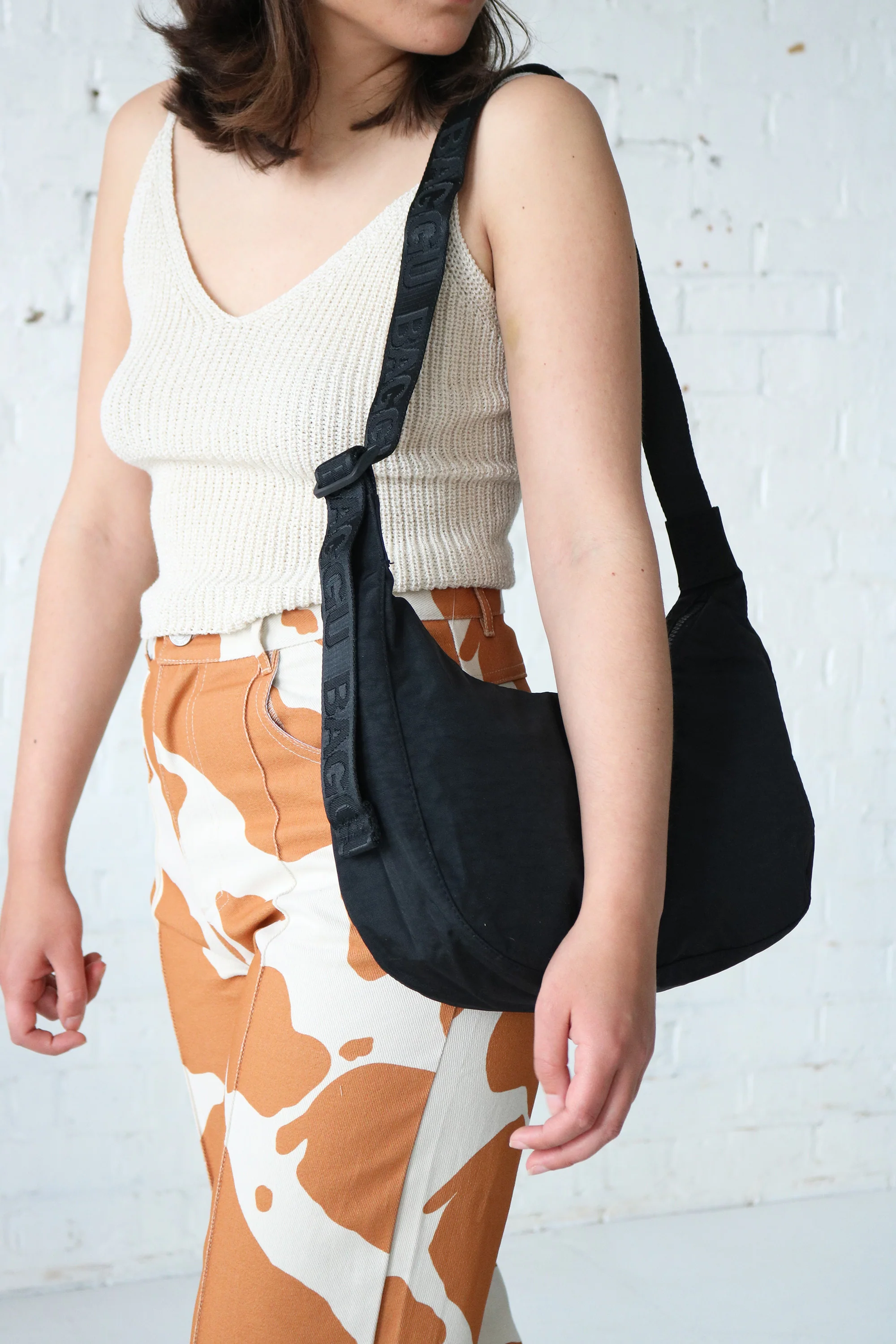 Medium Nylon Crescent Bag in Black - Image 4