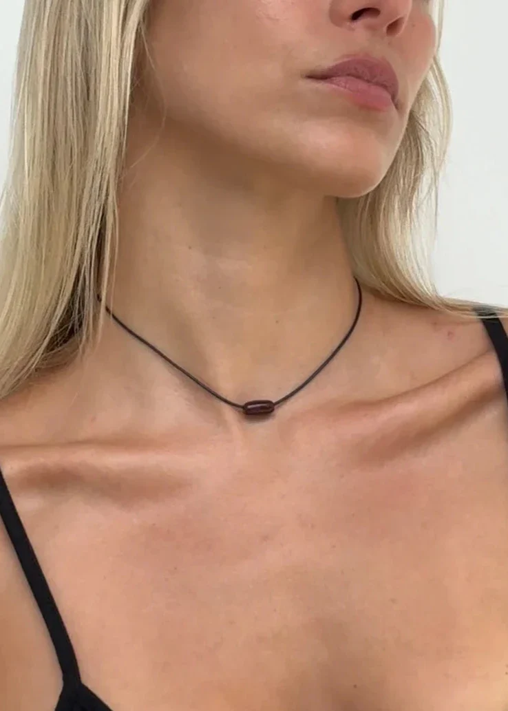 Tiny Brown Bean Necklace - Image 3